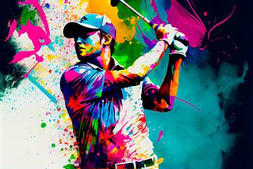 Impressionistisch schilderij van golfer