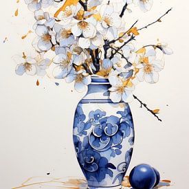 Trockenblumen in einer Kintsugi-Vase