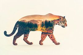 Léopard dans la magie du paysage sur Poster Art Shop