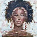 African woman red en white van Mieke Daenen thumbnail