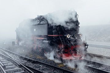 Railway with  steam and fog by Oliver Henze