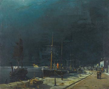 Hafen bei Nacht, Constantinos Volanakis