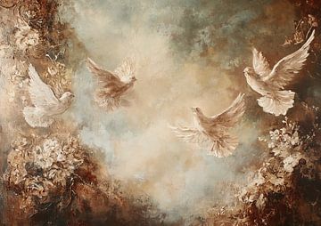 Duiven | Vliegende Duiven Kunst van ARTEO Schilderijen
