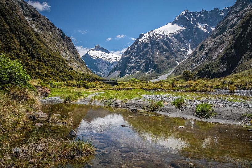 Bergketen aan de Milford Road, Nieuw-Zeeland van Christian Müringer