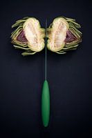 Artichoke with Japanese kitchen knife