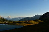 Dolomites panorama with lake