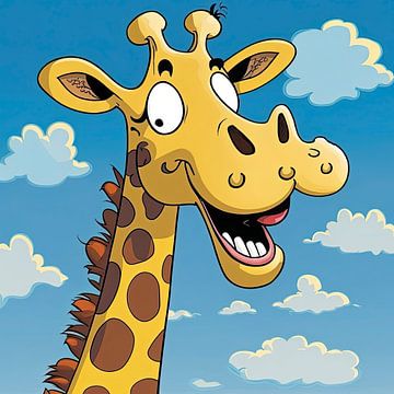 Blije giraffe in cartoon stijl van Harvey Hicks