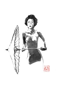 nude geish and umbrella von Péchane Sumie