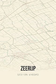 Vintage landkaart van Zeerijp (Groningen) van MijnStadsPoster