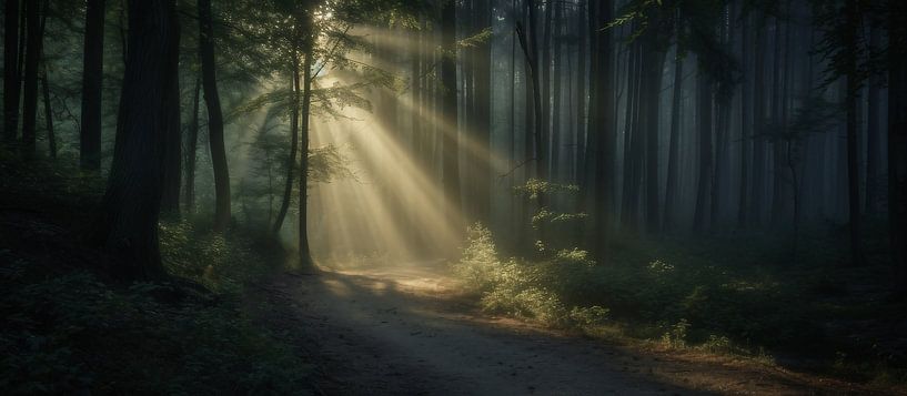 Lichtspel in het bos van fernlichtsicht