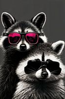 Hip raccoon with pink sunglasses