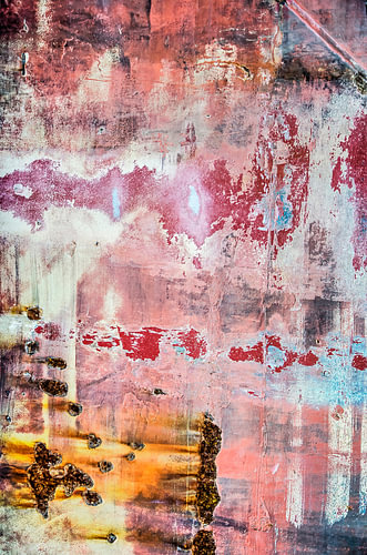 Ship's hull in pink, red and white