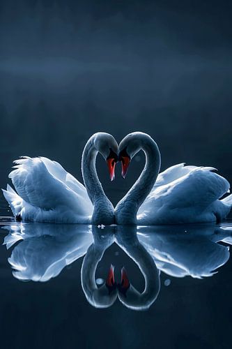 Twee zwanen vormen een hart