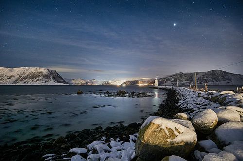 Hogsteinen vuurtoren in the winter, Godøy, Ålesund, Norway