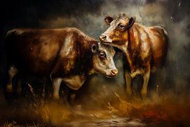 Kühe im dunklen Stall