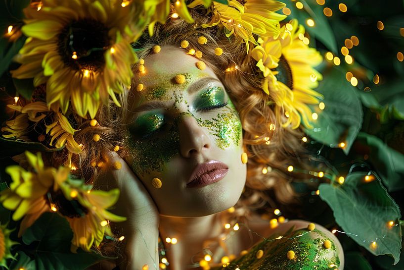 portrait de femme avec des fleurs par Egon Zitter