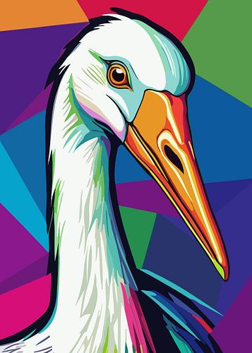 Stork Bird Pop Art Style