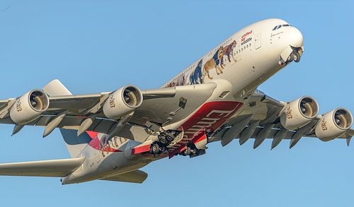 Airbus A380 d'Emirates aux couleurs de United for Wildlife.