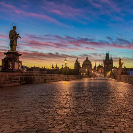 Sunrise Karls Bridge Prague by Peter Zendman