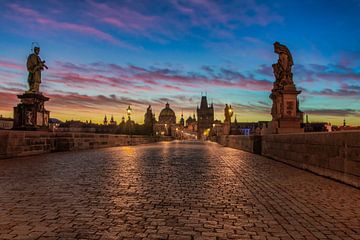 Sunrise Karls Bridge Prague by Peter Zendman