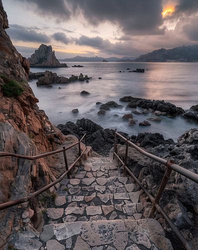 A walk on the beach in golden silence