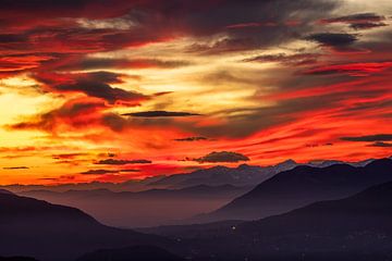 Zonsondergang vanaf Monte Brè - Ticino - Zwitserland