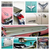 Collage van klassieke Amerikaanse auto's