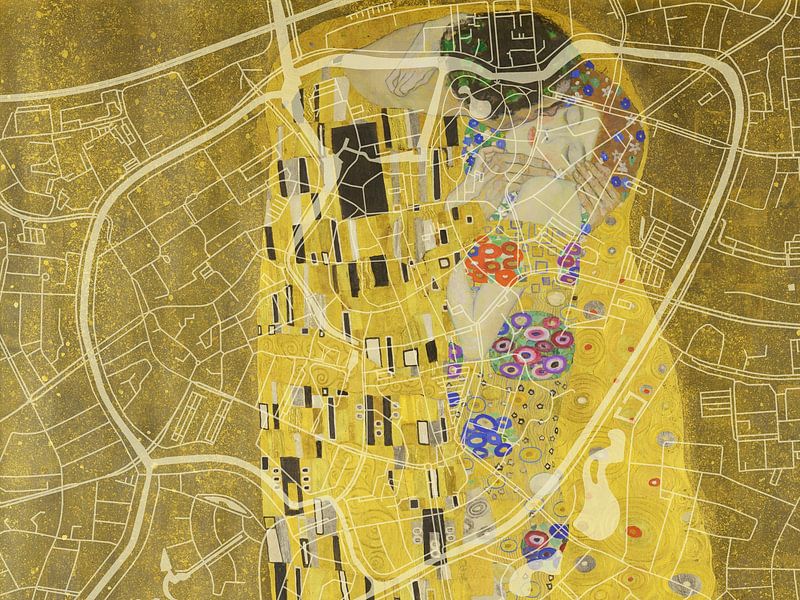 Karte von Breda Centrum dem Kuss von Gustav Klimt von De Kaartenwinkel