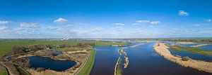 Zwarte Water river high water level flooding at Hasselt drone view