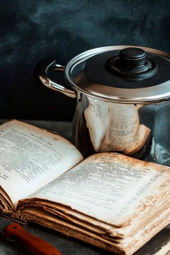 Livre de recettes et casserole