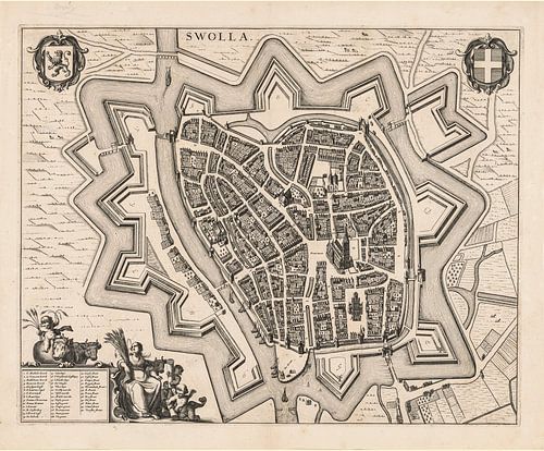 Map of Zwolle, ca 1657, with white frame