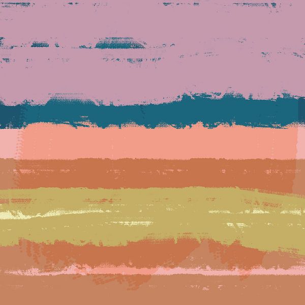 Dreamland. Modern abstract landscape in bright pastel colors. Terracotta and purple by Dina Dankers