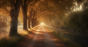 Weg durch Herbstlaub
