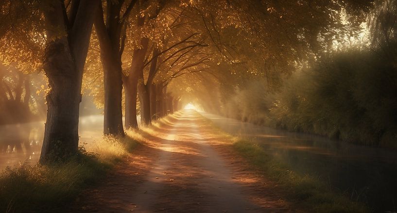 Pad door herfstbladeren van fernlichtsicht
