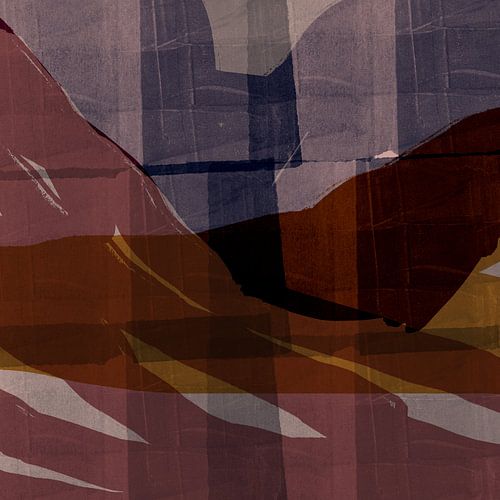 Modern abstract landschap in warm bruin en taupe.