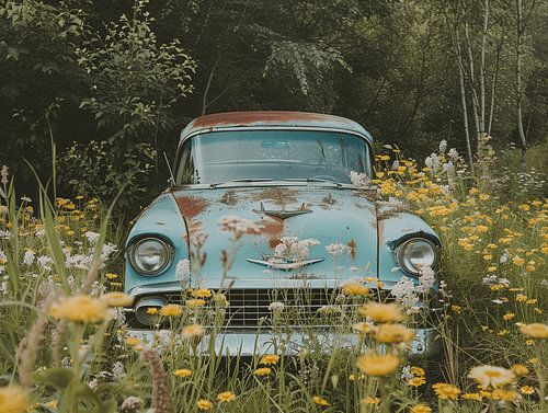 Forgotten and Abandoned - Oldtimer in a Field of Flowers