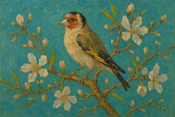 Bird among white blossom by Art & Soul Creations