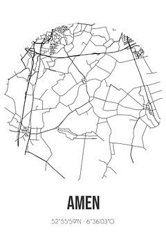 Amen (Drenthe) | Landkaart | Zwart-wit van Rezona