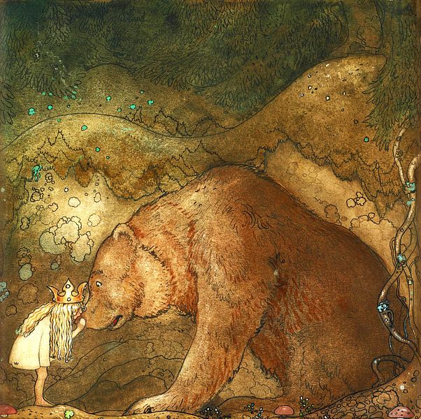 Princess with bear in the dark forest by Zeger Knops