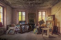 The painting studio in the evening sunlight