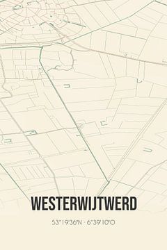 Vintage landkaart van Westerwijtwerd (Groningen) van MijnStadsPoster