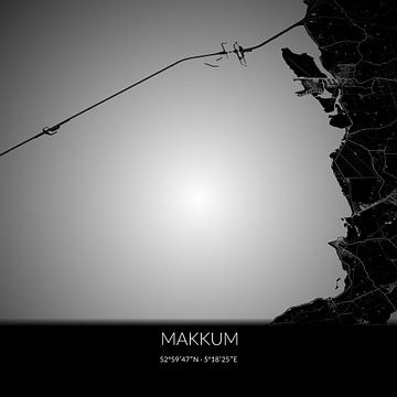 Schwarz-weiße Karte von Makkum, Fryslan. von Rezona