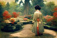 Japanse Geisha in de Japanse Tuin.