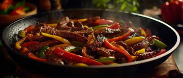 Colourful pan with spicy meat dish by Poster Art Shop