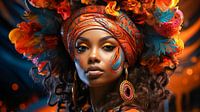 Portret van een Afrikaanse vrouw met een kleurrijke hoofddoek