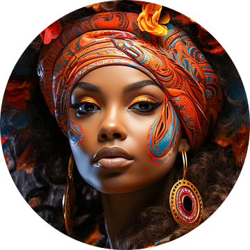 Portret van een Afrikaanse vrouw met een kleurrijke hoofddoek van Animaflora PicsStock