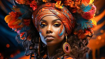 Portret van een Afrikaanse vrouw met een kleurrijke hoofddoek van Animaflora PicsStock