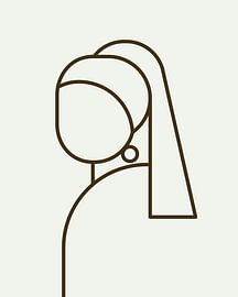 The Girl with the Pearl Earring abstract line illustration