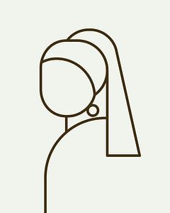 Das Mädchen mit dem Perlenohrring abstrakte Linie Illustration