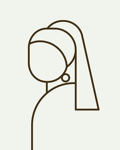 La fille à la boucle d'oreille abstraite illustration linéaire